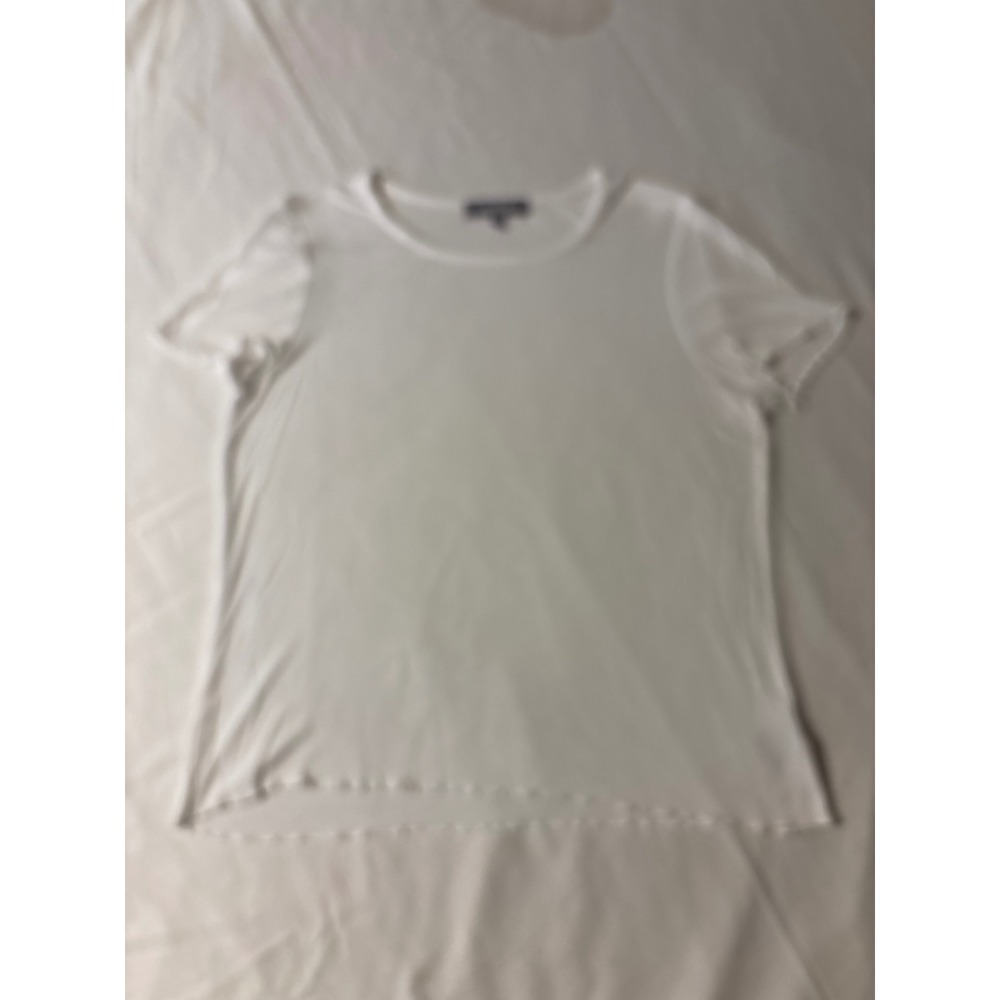 Marled Essentials Ribbed T-Shirt Womens Size M White Lettuce Hem Tee